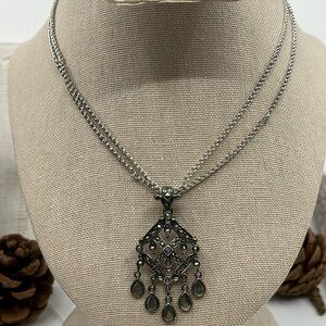🌟 Exquisite Vintage Marcasite Chandelier Necklace Pendant by Suspicion 🌠